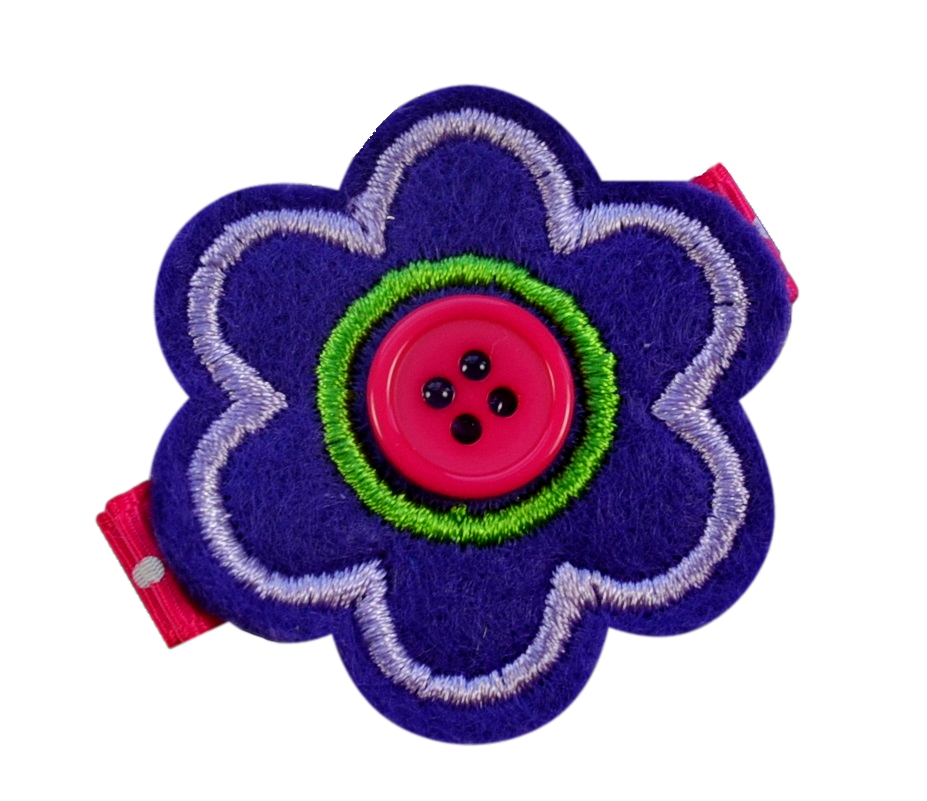 Flower Button Felt Hair Clippie 3 Colors!