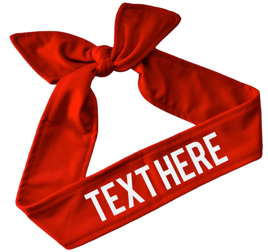 Design Your Own Tie Back Headband with Custom VINYL Text - Quantity Discounts
