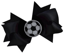 Load image into Gallery viewer, Soccer Hair Bow with Embroidered Soccer Ball Applique - MANY COLORS!

