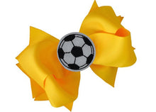Load image into Gallery viewer, Soccer Hair Bow with Embroidered Soccer Ball Applique - MANY COLORS!
