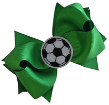 Load image into Gallery viewer, Soccer Hair Bow with Embroidered Soccer Ball Applique - MANY COLORS!
