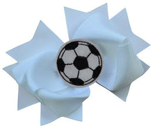 Load image into Gallery viewer, Soccer Hair Bow with Embroidered Soccer Ball Applique - MANY COLORS!
