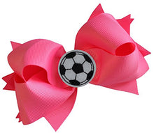 Load image into Gallery viewer, Soccer Hair Bow with Embroidered Soccer Ball Applique - MANY COLORS!

