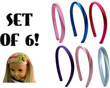 Load image into Gallery viewer, Set of 6 Satin Arch 18 INCH Doll Headbands for DIY and Matching Dolly and Me Outfits
