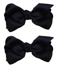 Load image into Gallery viewer, Set of 2 - 3 Inch Grosgrain Ribbon Boutique Children&#39;s Hair Bows
