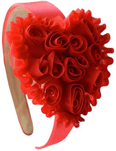 Load image into Gallery viewer, Shabby Chiffon Rosette Heart Girls Valentine&#39;s Day Headband
