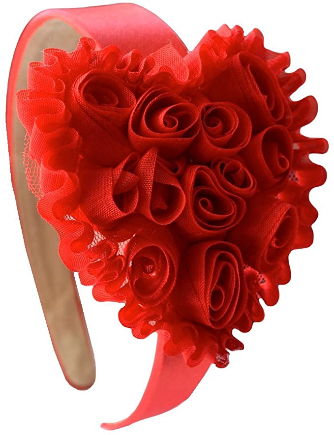 Shabby Chiffon Rosette Heart Girls Valentine's Day Headband