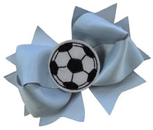 Load image into Gallery viewer, Soccer Hair Bow with Embroidered Soccer Ball Applique - MANY COLORS!
