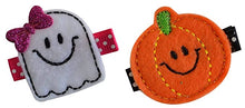 Load image into Gallery viewer, Lil Pumpkin and Ghost Embroidered Felt Hair Clip Set
