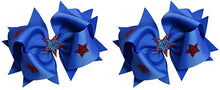 Load image into Gallery viewer, 4th of July Lil Firecracker Sparkling Stars Hair Bow SET for Girls (2) 4.5 inch Grosgrain Bows
