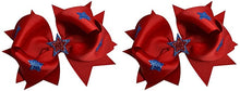 Load image into Gallery viewer, 4th of July Lil Firecracker Sparkling Stars Hair Bow SET for Girls (2) 4.5 inch Grosgrain Bows
