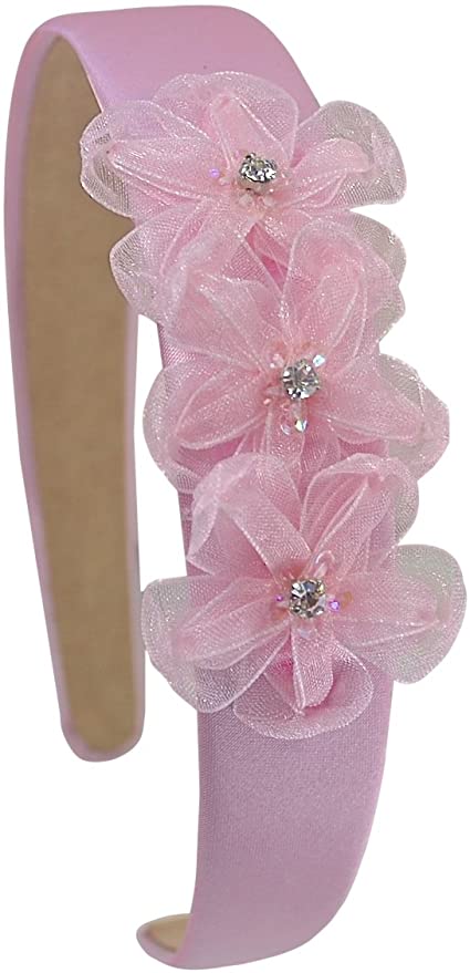 Lulu Organza Rhinesone Flower Arch Headband - 10 Colors!