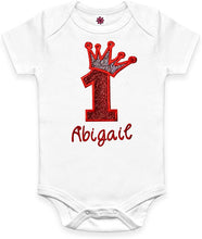 Load image into Gallery viewer, Personalized Embroidered Sparkling Glitter 1st Birthday Bodysuit with Your Custom Name
