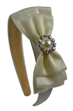 Load image into Gallery viewer, Simple Satin Bow  Arch Headband with Jeweled Pearl - 8 Colors!
