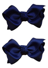 Load image into Gallery viewer, Set of 2 - 3 Inch Grosgrain Ribbon Boutique Children&#39;s Hair Bows
