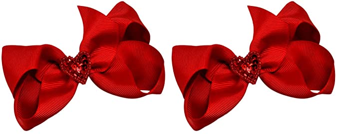 Set of 2 Valentine's Day Sequin Heart Hair Bows
