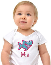 Load image into Gallery viewer, Personalized Embroidered Baby Shark Bodysuit with Your Custom Name for Girls
