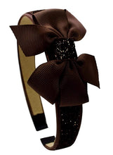 Load image into Gallery viewer, Girls Sparkle Headband with Grosgrain Bow - 12 Colors!
