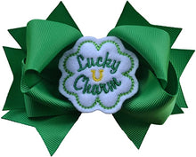 Load image into Gallery viewer, Lucky Charm Shamrock St. Patrick&#39;s Day 4.5 Inch Hair Bow
