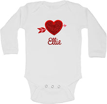 Load image into Gallery viewer, Personalized Embroidered Valentines Day Sparkle Heart Baby Girl Bodysuit with Your Custom Name
