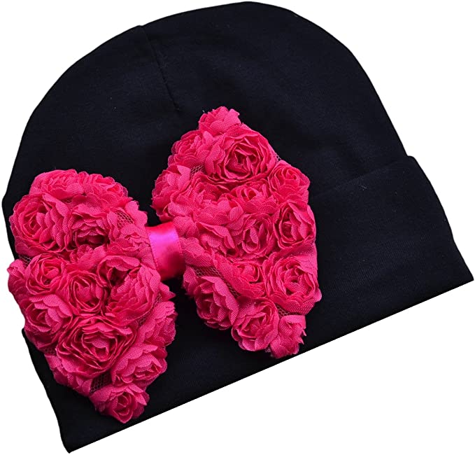 Shabby Chiffon Rosette Bow Cotton Baby Hat