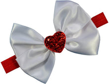 Load image into Gallery viewer, Valentines Day Sequin Heart Satin Bow Baby and Toddler Headband
