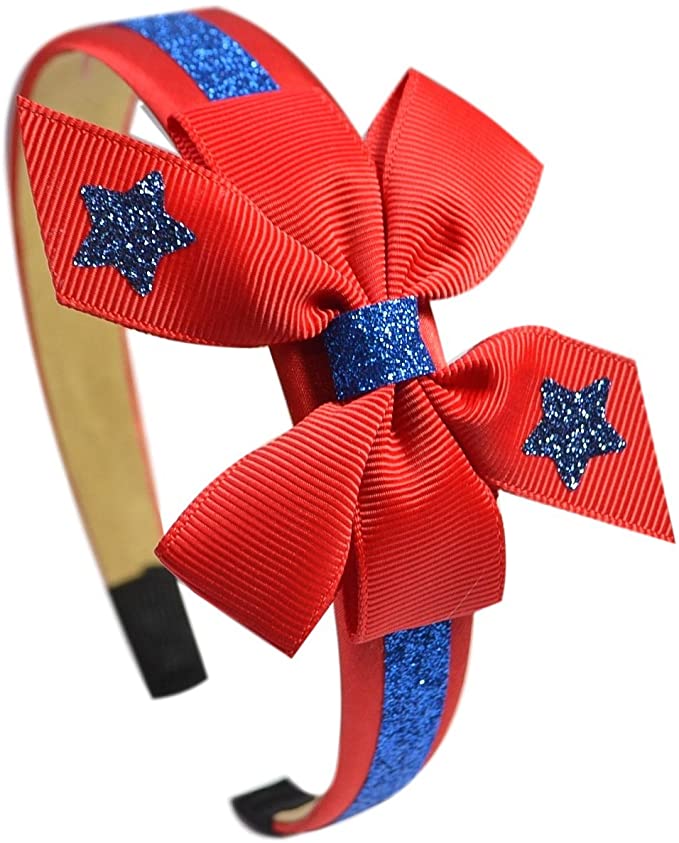 4th of July Shooting Stars Sparkling Glitter Girls Patriotic Arch Headband