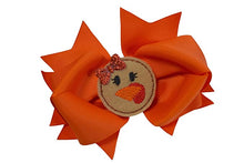Load image into Gallery viewer, Girls Thanksgiving and Fall 4.5 Inch Grosgrain Hair Bow - Turkey Face
