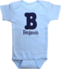 Load image into Gallery viewer, Embroidered Initial Bodysuit Romper for Baby Boys - Personalized with Your Custom Name
