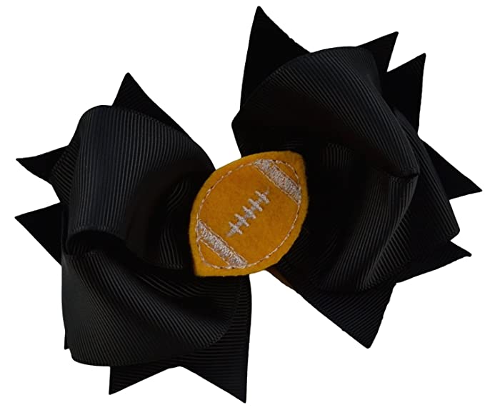 Girls Football Hair Bow 4.5 Inch Embroidered Football Team Hair Bow - MANY COLORS!
