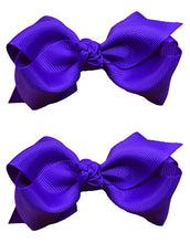 Load image into Gallery viewer, Set of 2 - 3 Inch Grosgrain Ribbon Boutique Children&#39;s Hair Bows
