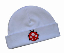 Load image into Gallery viewer, Personalized Baby Girl Bib with Matching Hat Featuring Ladybug with Custom Name
