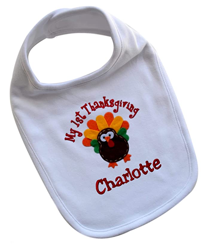 My First Thanksgiving Personalized Embroidered Turkey Baby Bib