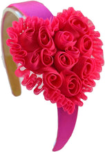 Load image into Gallery viewer, Shabby Chiffon Rosette Heart Girls Valentine&#39;s Day Headband
