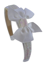 Load image into Gallery viewer, Girls Sparkle Headband with Grosgrain Bow - 12 Colors!
