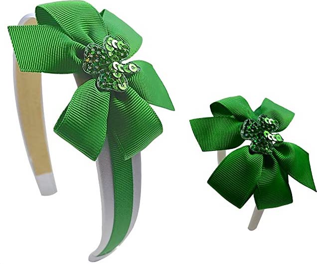 Girls Dolly and Me Sparkling Shamrock Matching Headband Boxed Gift Set - Fits 18 Inch Dolls