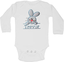Load image into Gallery viewer, Embroidered Fuzzy Easter Bunny Bodysuit With Personalized Name for BOYS
