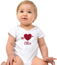 Load image into Gallery viewer, Personalized Embroidered Valentines Day Sparkle Heart Baby Girl Bodysuit with Your Custom Name
