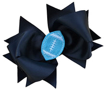 Load image into Gallery viewer, Girls Football Hair Bow 4.5 Inch Embroidered Football Team Hair Bow - MANY COLORS!
