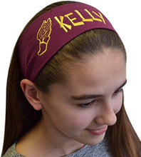 Load image into Gallery viewer, Personalized Monogrammed EMBROIDERED Track &amp; Field Cotton Stretch Headband - Quantity Discounts
