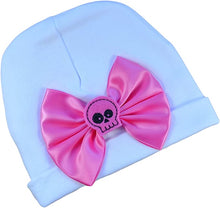 Load image into Gallery viewer, Satin Bow and Felt Skull Cotton Baby Hat for Girls
