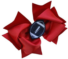 Load image into Gallery viewer, Girls Football Hair Bow 4.5 Inch Embroidered Football Team Hair Bow - MANY COLORS!
