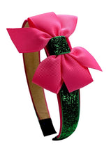 Load image into Gallery viewer, Girls Sparkle Headband with Grosgrain Bow - 12 Colors!
