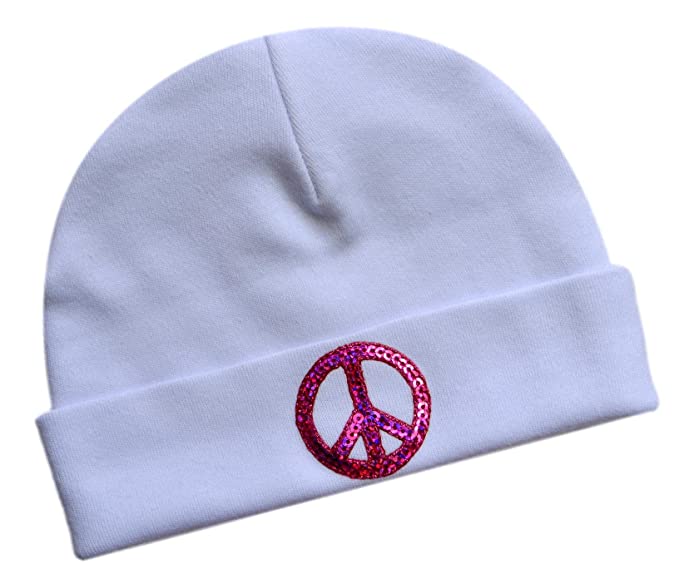 Infant Girls Sequin Peace Sign Cotton Baby Hat