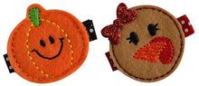 Load image into Gallery viewer, Lil Pumpkin and Turkey Embroidered Felt Hair Clip Set
