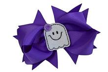 Load image into Gallery viewer, Girls Halloween and Thanksgiving 4.5 Inch Grosgrain Hair Bow - Ghost
