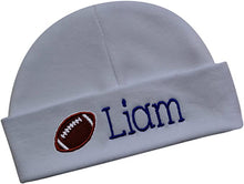 Load image into Gallery viewer, Personalized Baby BOY Cotton FOOTBALL Hat with Custom Name
