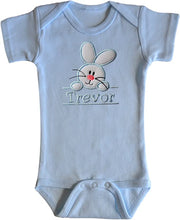 Load image into Gallery viewer, Embroidered Fuzzy Easter Bunny Bodysuit With Personalized Name for BOYS
