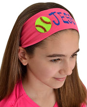 Load image into Gallery viewer, Personalized Monogrammed EMBROIDERED Softball Patch Cotton Stretch Headband - Quantity Discounts
