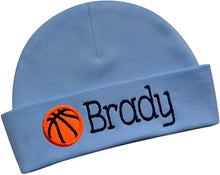 Load image into Gallery viewer, Personalized Cotton Baby Hat with Custom Embroidered Name and Basketball
